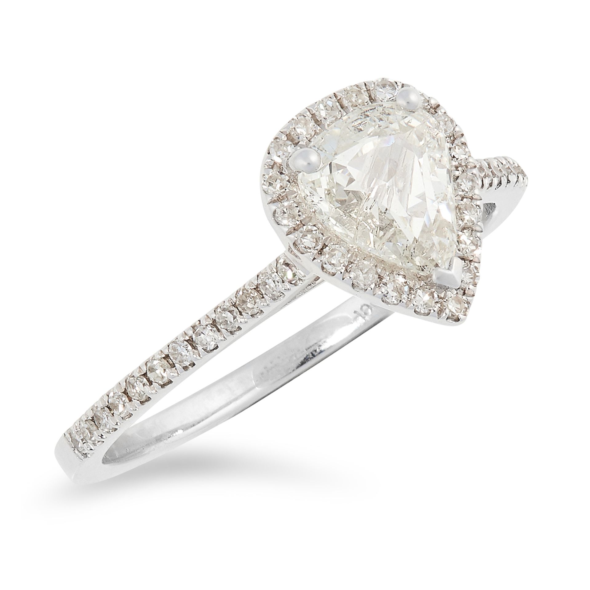 A DIAMOND SOLITAIRE RING, TRESOR PARIS set with a pear fancy cut diamond of 0.67 carats in a halo of - Bild 3 aus 3