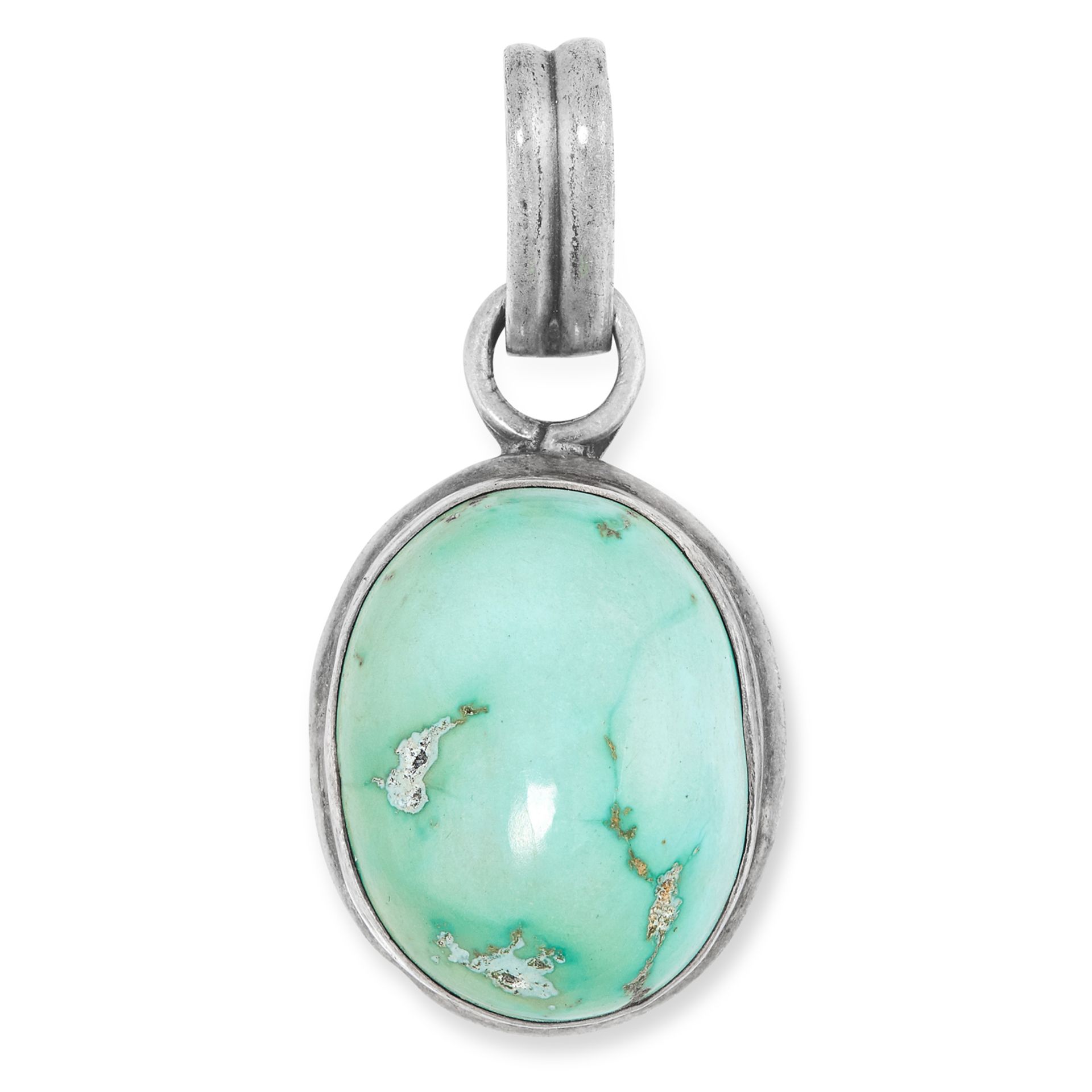 TURQUOISE PENDANT set with a cabochon turquoise, 4.3cm, 9.1g.