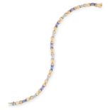 TANZANITE AND DIAMOND BRACELET set with alternating round cut diamonds and marquise cut tanzanite,