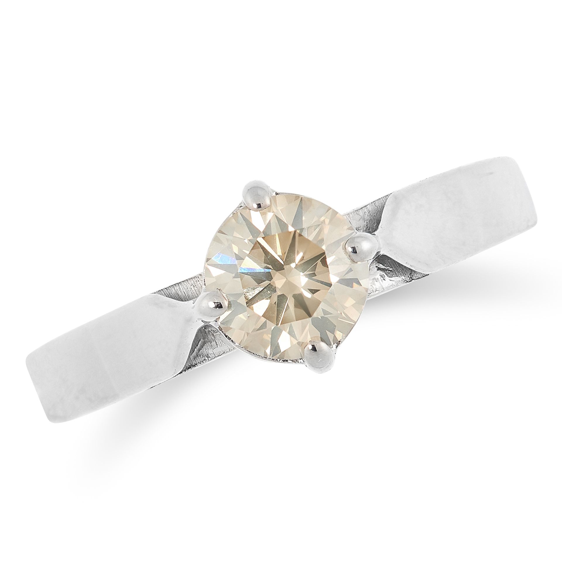 DIAMOND SOLITAIRE RING set with a round cut diamond of approximately 1.00 carat, size R / 8, 4.2g.