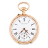 AN ANTIQUE ENAMEL AND DIAMOND POCKET WATCH in 18ct yellow gold, set with rose cut diamonds and