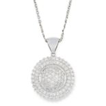 A DIAMOND PENDANT in circular design, pave set with round brilliant cut diamonds, 3cm, 10.73g.
