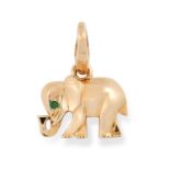 AN EMERALD ELEPHANT PENDANT, CARTIER designed as an elephant, set with a round cut emerald eye,