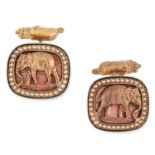 A PAIR OF RUSSIAN ANIMAL CUFFLINKS in silver, each comprising of a bear and an elephant link,