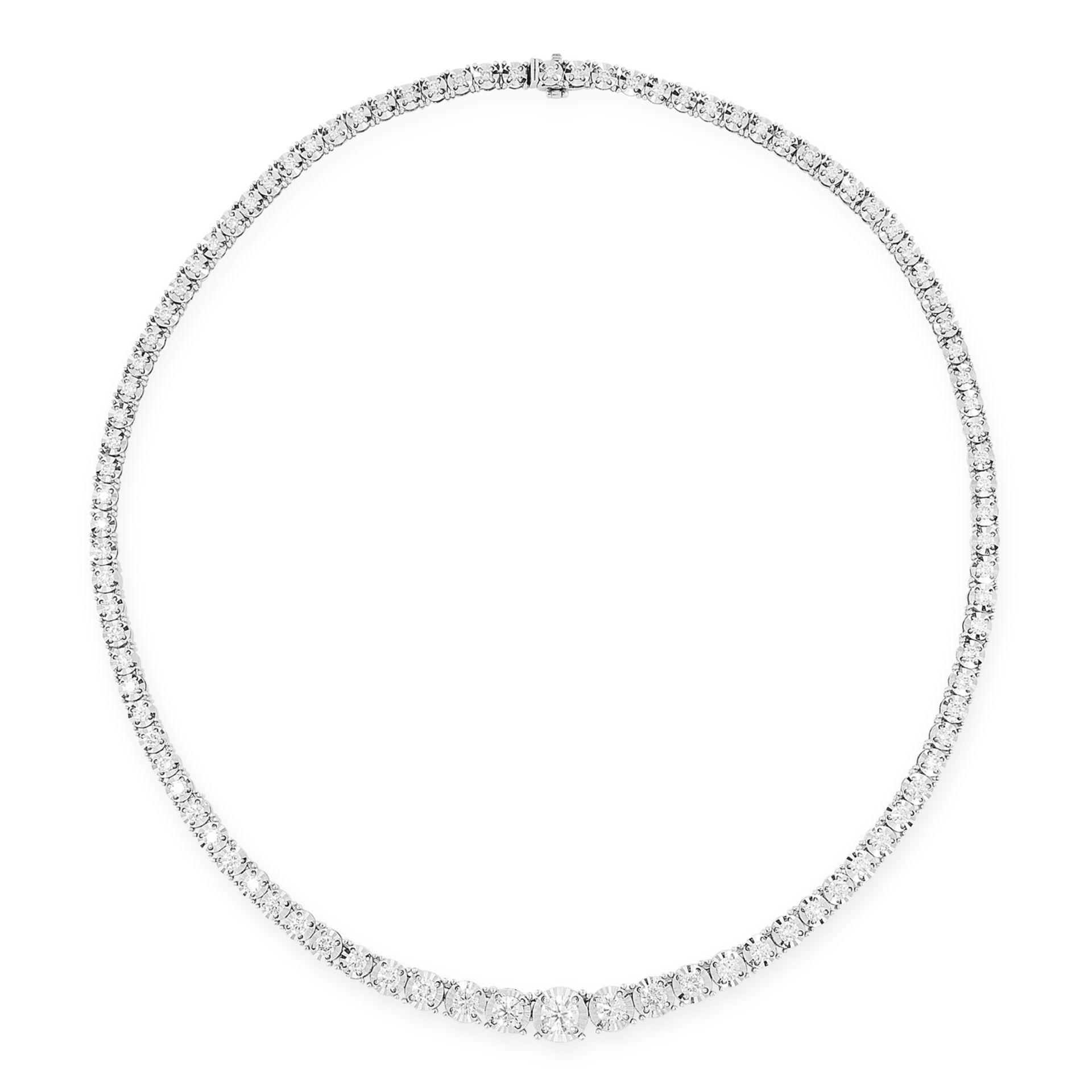 A 6.55 CARAT DIAMOND LINE NECKLACE comprising a single row of graduated round cut diamonds totalling