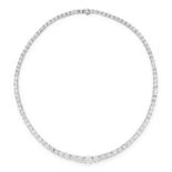 A 6.55 CARAT DIAMOND LINE NECKLACE comprising a single row of graduated round cut diamonds totalling