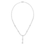 A DIAMOND NECKLACE in white gold, set with round cut diamonds and clusters of round cut diamonds,