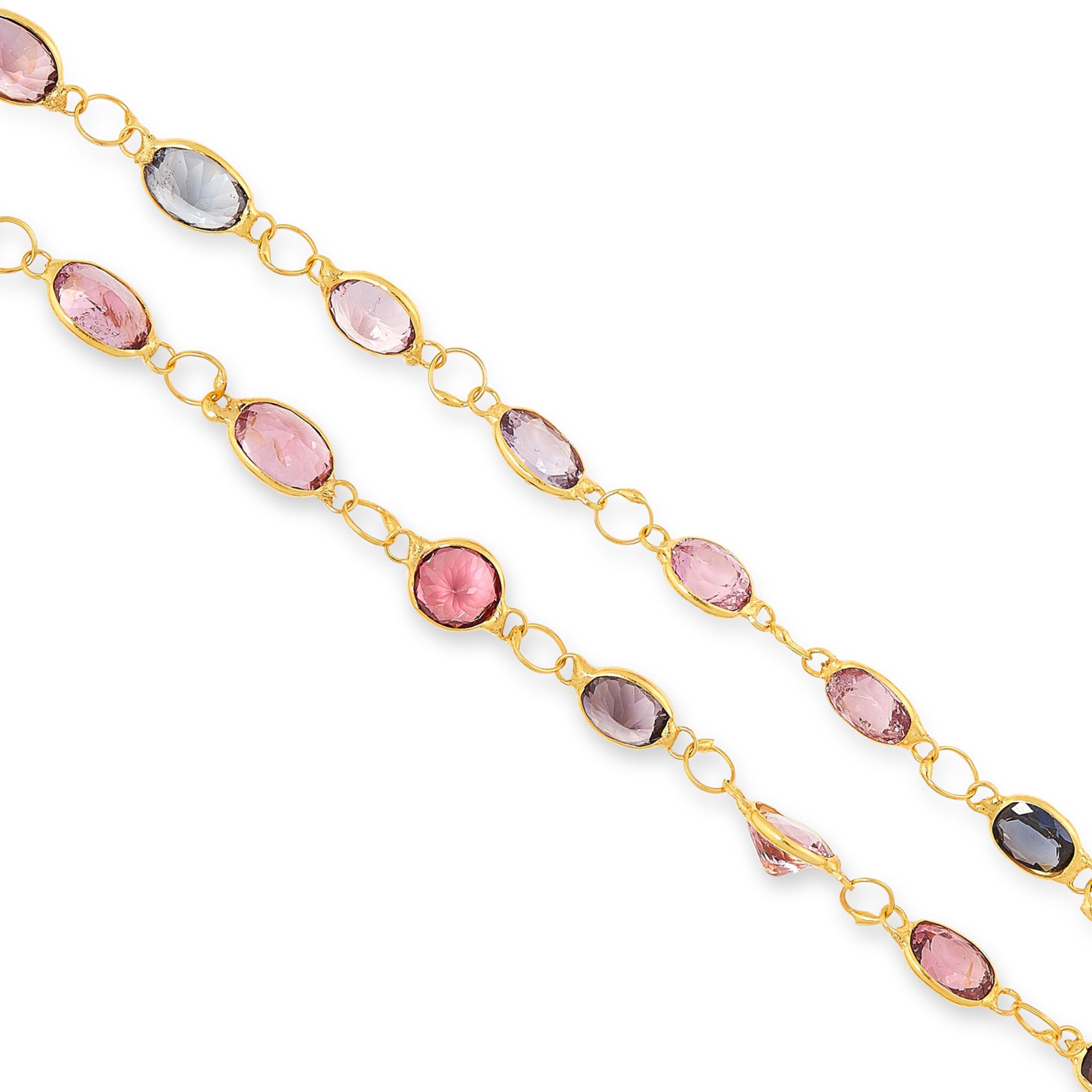 A MULTICOLOURED SPINEL NECKLACE comprising a single row of links, set with oval and round cut - Bild 2 aus 2