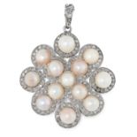 AN ANTIQUE NATURAL PEARL AND DIAMOND PENDANT, EARLY 20TH CENTURY in yellow and white gold,