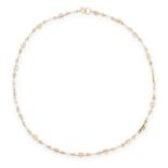 AN ANTIQUE PEARL NECKLACE, DEAKIN AND FRANCIS in 9ct yellow gold, comprising of a chain of fancy