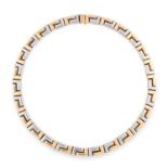 A TWO-TONE GOLD COLLAR NECKLACE, BULGARI, CIRCA 1980 comprising of two-tone geometric links, tests