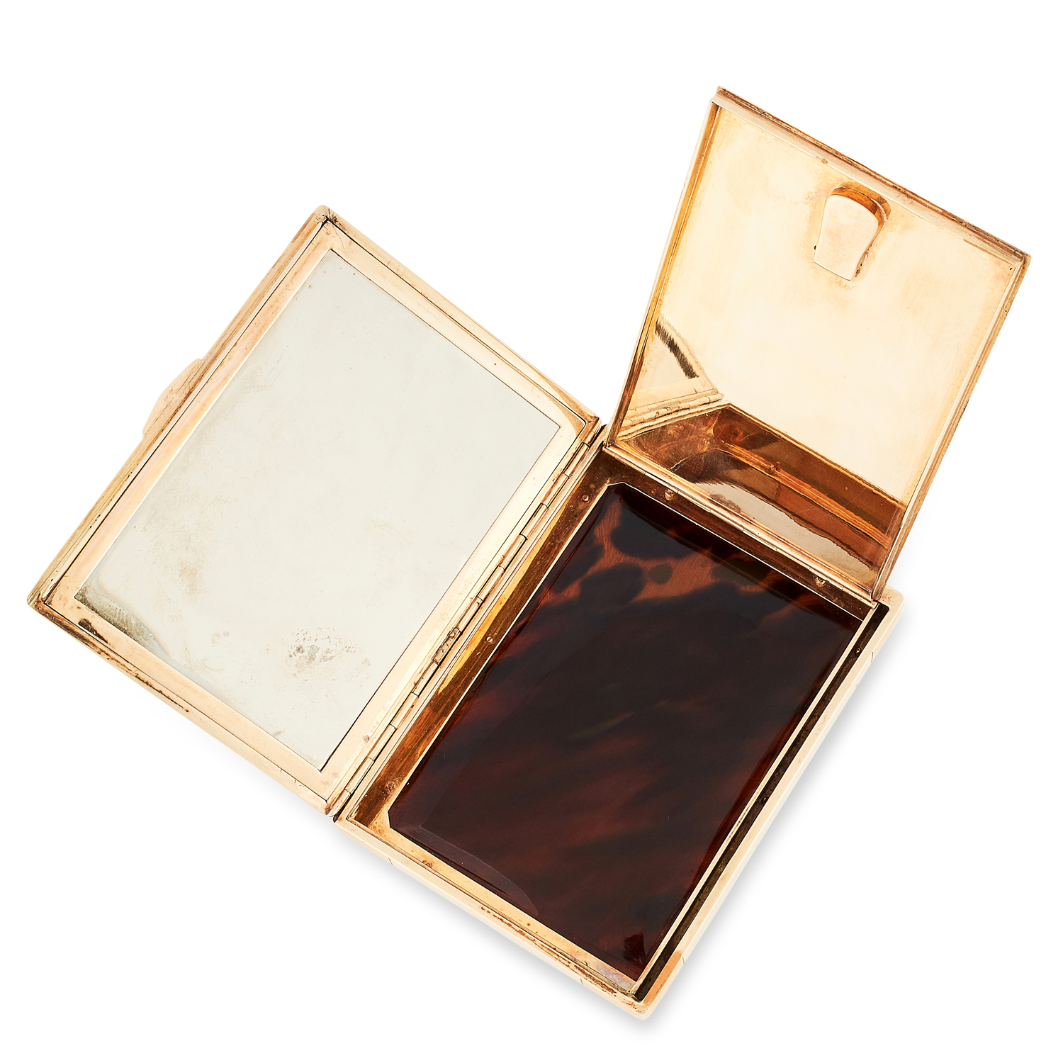 AN ANTIQUE LACQUE BURGAUTÉ CHINOISERIE VANITY CASE, CARTIER CIRCA 1920 in high carat yellow gold, of - Image 3 of 3