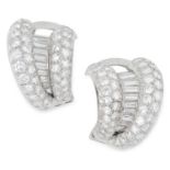 A PAIR OF DIAMOND EARRINGS, KOCHERT CIRCA 1970S designed as a tapering curve with a central panel of