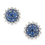 A PAIR OF VINTAGE SAPPHIRE AND DIAMOND EARRINGS, CARTIER CIRCA 1960 in 18ct white gold, each set