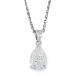 A 3.04 CARAT SOLITAIRE DIAMOND PENDANT AND CHAIN set with a single pear cut diamond of 3.04