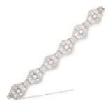 A DIAMOND BRACELET in platinum, in Art Deco design, comprising of six principal openwork links set