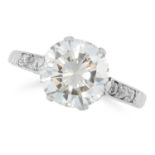 A 2.48 CARAT DIAMOND SOLITAIRE RING set with a round brilliant cut diamond of 2.48 carats, with