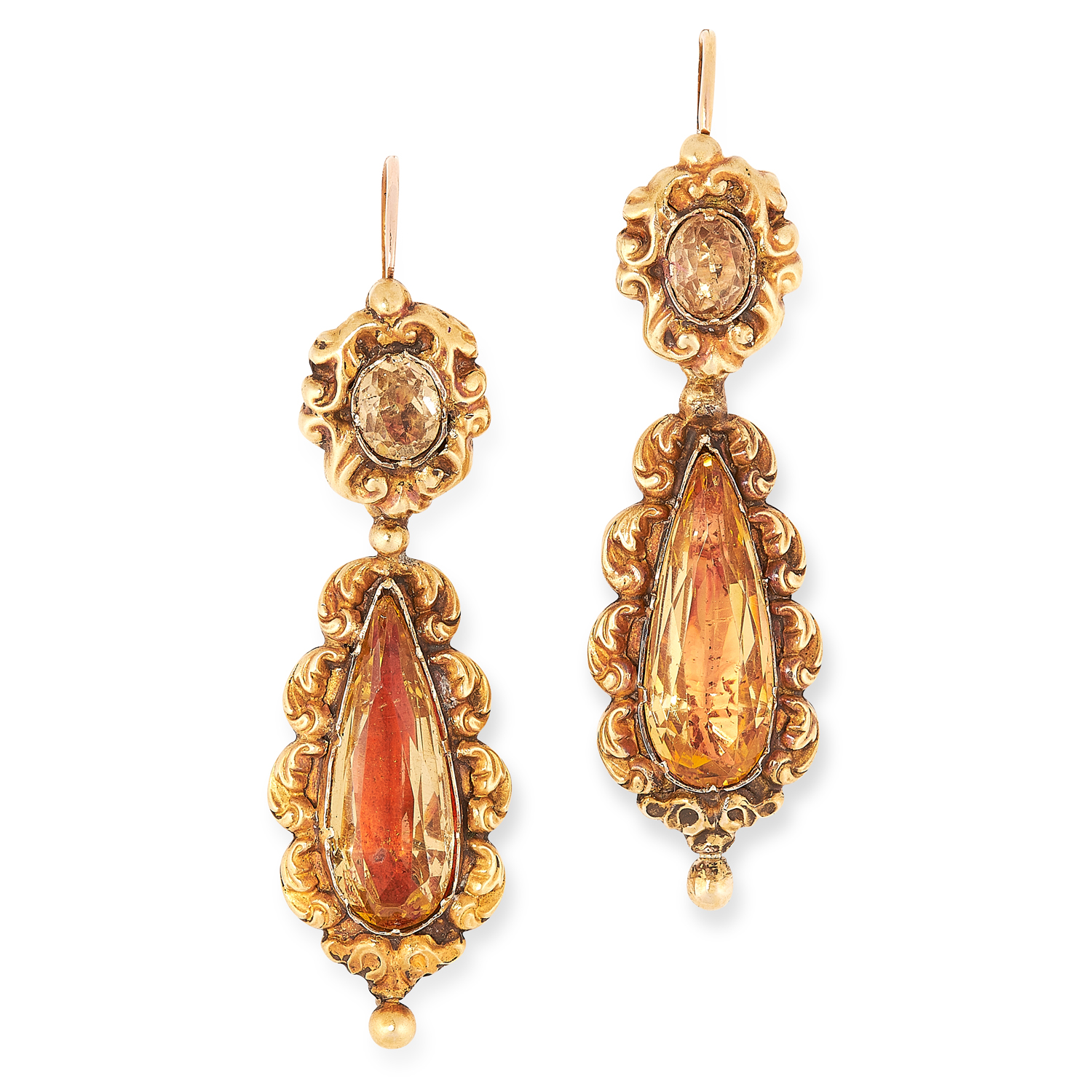 AN ANTIQUE GEORGIAN TOPAZ DEMI PARURE, 19TH CENTURY in high carat yellow gold, each set with oval - Image 3 of 3