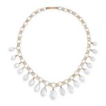 AN ANTIQUE MOONSTONE FRINGE NECKLACE, 19TH CENTURY in high carat yellow gold, comprising a single