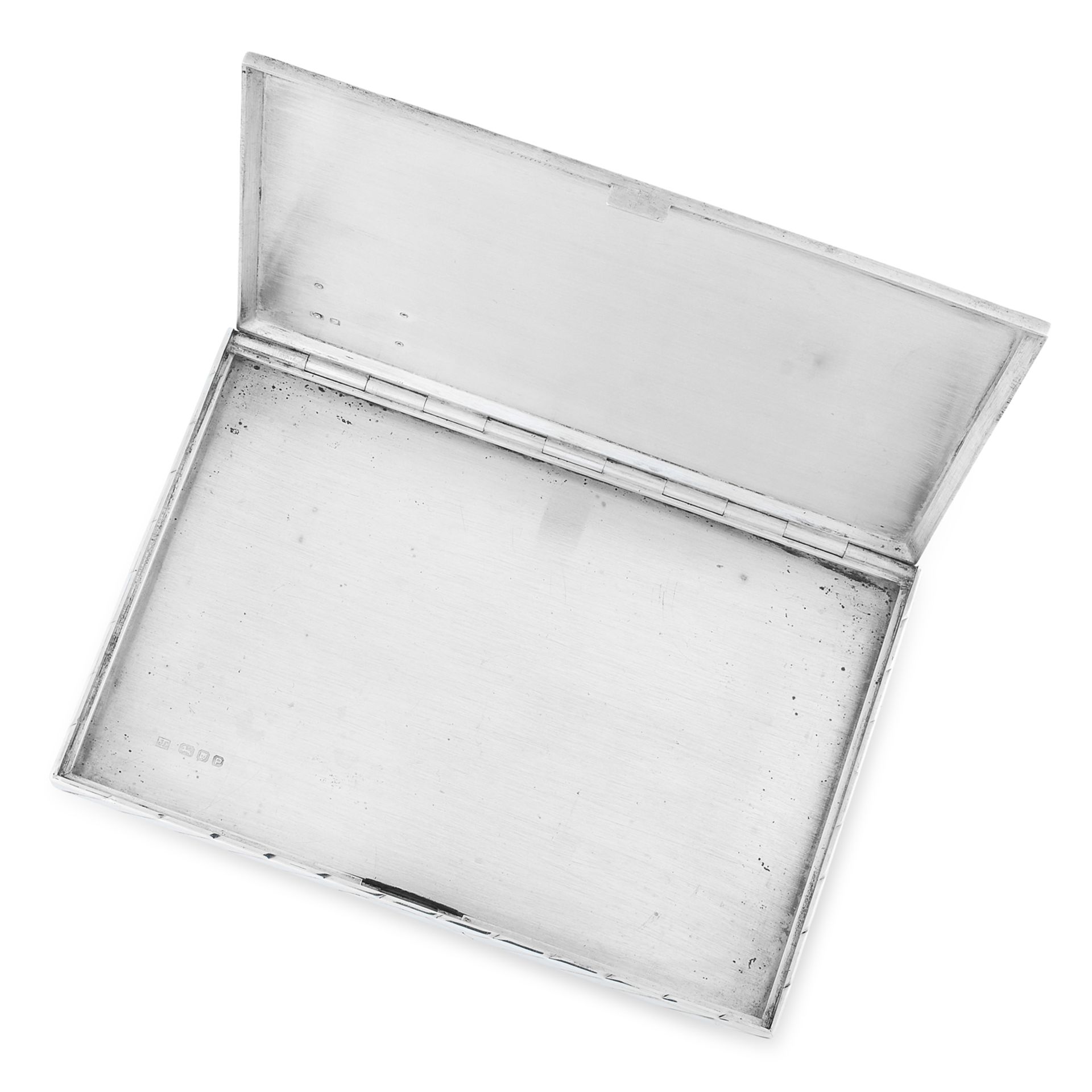 A VINTAGE SILVER CIGARETTE CASE, CARTIER 1950 the rectangular form decorated with diagonal linear - Bild 2 aus 3