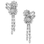 A PAIR OF VINTAGE DIAMOND CLIP EARRINGS, 1950s in 18ct white gold, each designed as clusters of