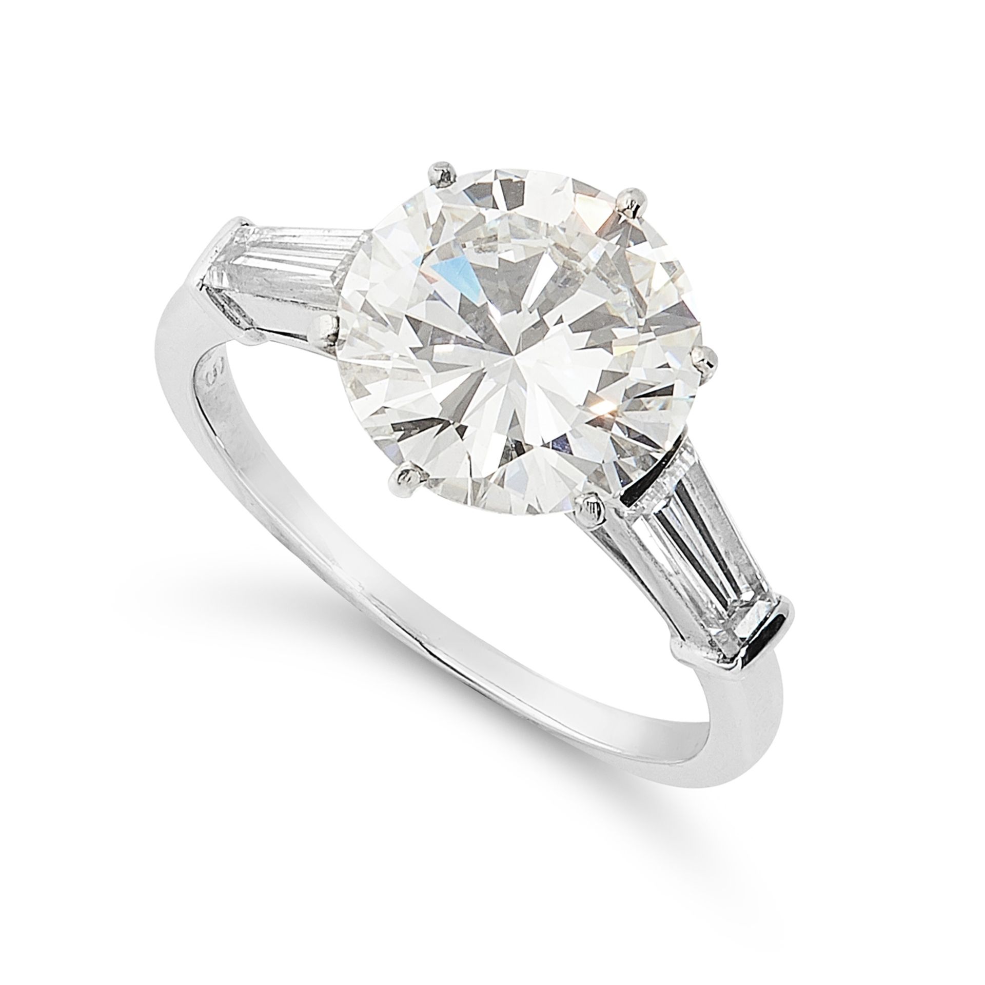 A 3.03 CARAT DIAMOND RING, VAN CLEEF AND ARPELS in platinum, set with a round cut diamond of 3.03 - Bild 2 aus 3