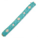 A VINTAGE TURQUOISE AND DIAMOND BRACELET, BEN ROSENFELD 1962 in 18ct yellow gold, jewelled all