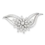 A VINTAGE DIAMOND BROOCH CIRCA 1960 in 18ct white gold, set with a central round cut diamond of 0.62