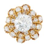 A 4.76 CARAT DIAMOND RING, BEN ROSENFELD 1964 in 18ct yellow gold, set with a central round cut