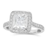 A 2.00 CARAT DIAMOND SOLITAIRE RING in white gold, set with a princess cut diamond of 2.00 carats in