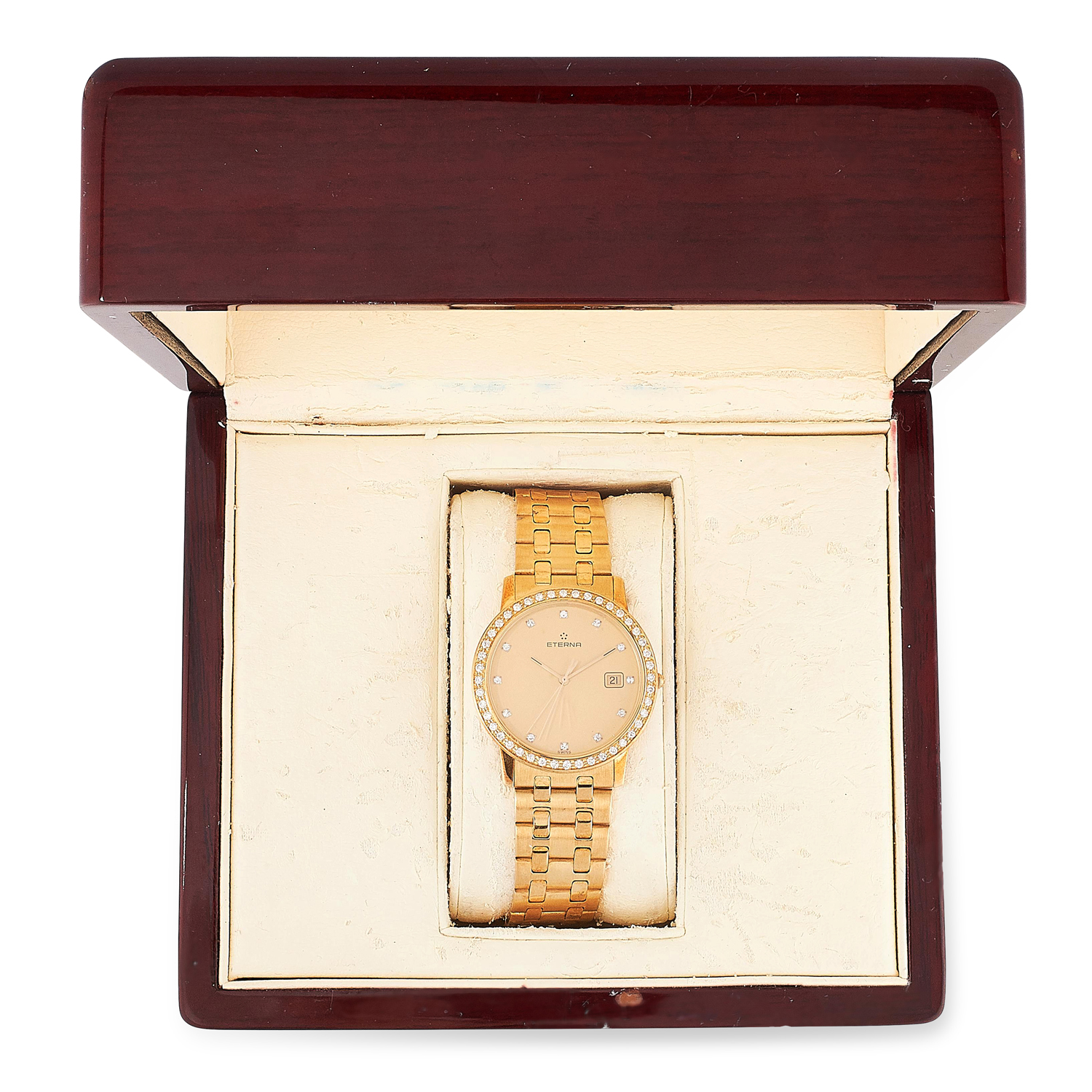 A DIAMOND LADIES WRIST WATCH, ETERNA, CIRCA 1990 in 18ct yellow gold, with round cut diamond set - Image 4 of 4