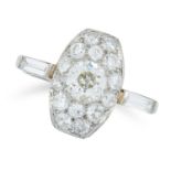 A DIAMOND DRESS RING the oval face set with round old cut diamonds totalling 2.2-2.6 carats, between