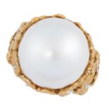 A VINTAGE PEARL DRESS RING, BUCCELLATI in 18ct yellow gold, set with a cultured pearl of 16.0mm,