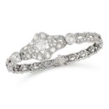 AN ART DECO DIAMOND BRACELET, EARLY 20TH CENTURY in 18ct white gold and platinum, set with three