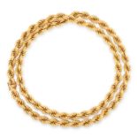 A VINTAGE ROPE TWIST CHAIN NECKLACE designed as interlocking links designed as a twisted rope, tests