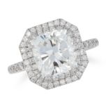 A 3.08 CARAT DIAMOND CLUSTER RING, ADLER in 18ct white gold, set with a principle radiant cut