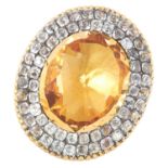 AN ANTIQUE CITRINE AND PASTE CLUSTER RING, PORTUGUESE LATE 18TH CENTURY in high carat yellow gold