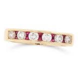 A RUBY AND DIAMOND HALF ETERNITY RING, TIFFANY & CO in 18ct yellow gold, set with articulated