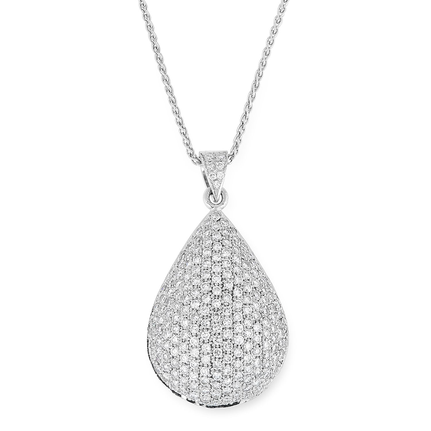 A DIAMOND PENDANT AND EARRINGS SUITE comprising a pair of earrings, pendant and chain, in teardrop - Image 2 of 4