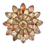 AN ANTIQUE TOPAZ BROOCH, PORTUGUESE LATE 18TH CENTURY in silver, in the form of a flower, set with