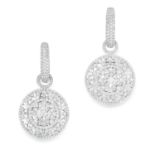 A PAIR OF NIGHT AND DAY DIAMOND EARRINGS, GRAFF in 18ct white gold, each comprising of a hoop set