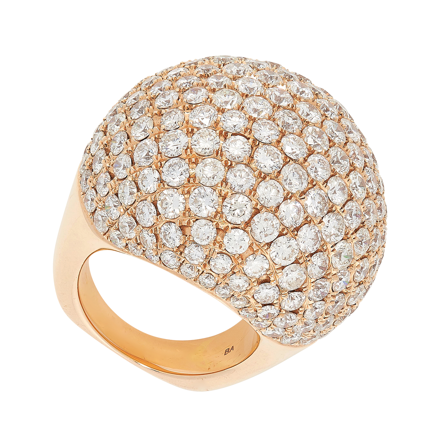 A DIAMOND COCKTAIL RING of bombe design, allover pave set with round cut diamonds totalling 14.0- - Image 2 of 2