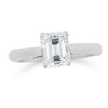 A 1.52 CARAT SOLITAIRE DIAMOND RING, BOODLES in platinum, set with an emerald cut diamond of 1.52