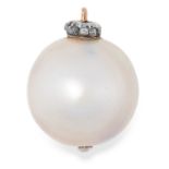 A NATURAL PEARL AND DIAMOND PENDANT comprising of a natural saltwater pearl of 14.5mm in diameter