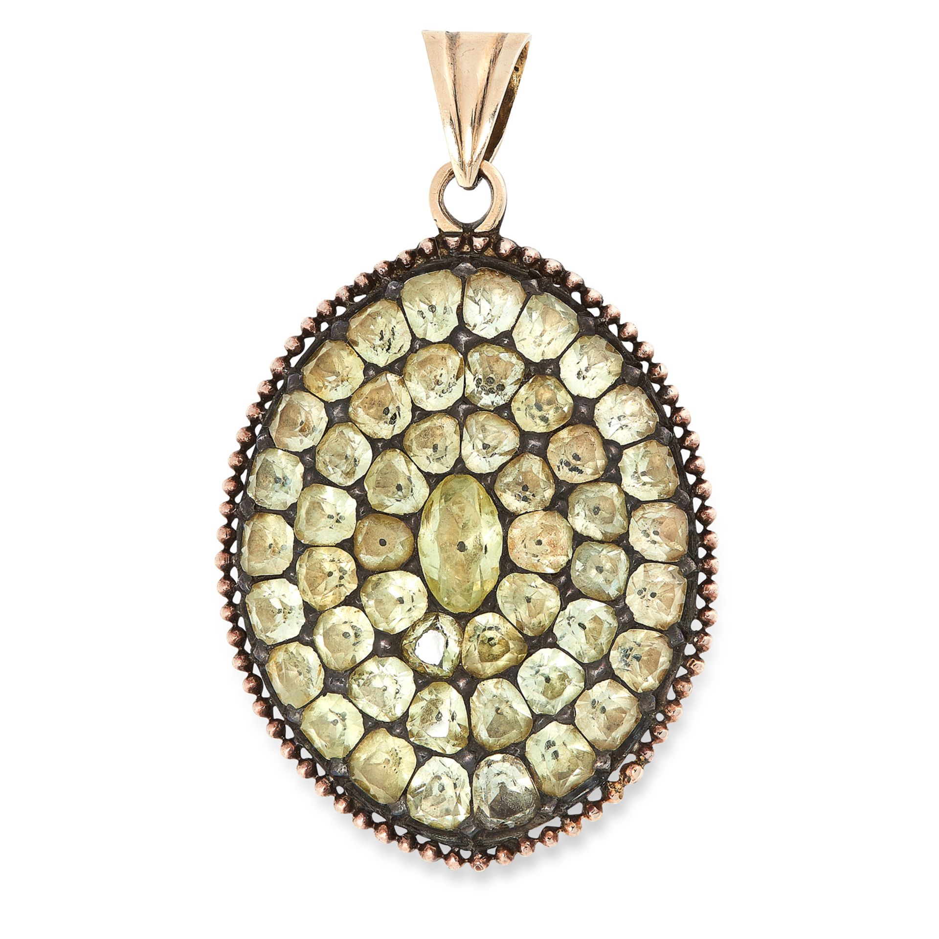 AN ANTIQUE CHRYSOLITE PENDANT, PORTUGUESE LATE 18T