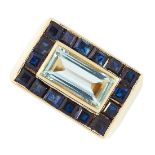 A SAPPHIRE AND BLUE TOPAZ DRESS RING, MURUNI set w