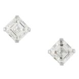 A PAIR OF 4.03 CARAT DIAMOND STUD EARRINGS each se