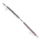 AN ANTIQUE RUBY, SAPPHIRE AND DIAMOND BRACELET one