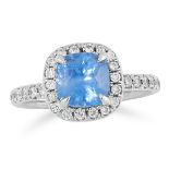 1.44 CARAT SAPPHIRE AND DIAMOND CLUSTER RING set w