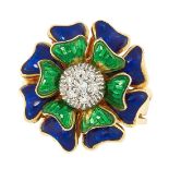 A VINTAGE DIAMOND AND ENAMEL DRESS RING designed a